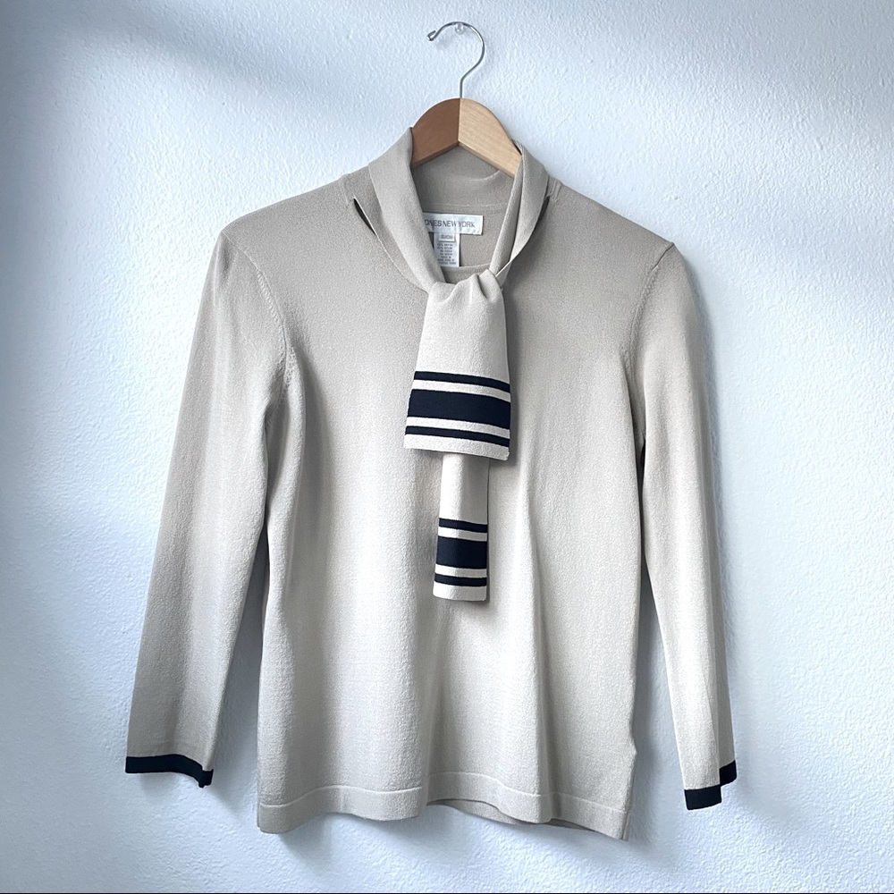 Jones NY Tie Neck 3/4 Sleeve Top